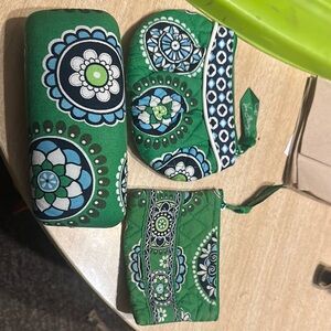 Vera Bradley Green Floral Accessory Set